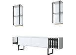 Dmora Mobile Porta Tv Iva 30X180X48H Cm Bianco, Modulabile Apertura A Ribalta