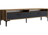 Dmora Mobile Porta Tv Angiari 47X180X35H Cm Nero Noce, Modulabile Apertura A Ribalta
