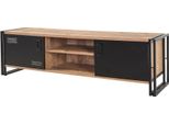Dmora Mobile Porta Tv Cyprien 45X180X50H Cm Marrone Quercia, Apertura Battente 2 Vani