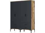 Dmora Guardaroba Grande Katrin 47.5X201.4H Cm Nero Antracite, Appendiabiti 4 Ante