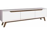 Dmora Mobile Porta Tv Apatite 35X180X48.6H Cm Bianco, Apertura A Ribalta 3 Vani