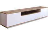 Dmora Mobile Porta Tv Asellina 44.5X180X44.6H Cm Marrone Quercia, Apertura A Ribalta 2 Vani