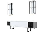 Dmora Mobile Porta Tv Axa 30X180X48H Cm Bianco, Modulabile Apertura A Ribalta