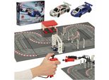 Auto Della Polizia Elettrica Pista 2 Auto Piloti Curve Blocchi Di Costruzione GD-02