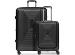 Redolz Carrello Con Scomparto Per Laptop Essentials 14 Trolley Set 2 -Pezzi ( S Exp. Front Pocket ) Black Metallic Nero