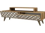 Dmora Mobile Porta Tv Arnara 41.8X140X48.8H Cm Marrone Noce, Modulabile Apertura A Ribalta
