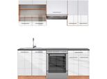 Vicco Cucina Componibile Fame-Line, 200 Cm , Pt Antracite, Bianco Lucido/Oro Power Oak