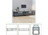 The Living Store Mobile Tv Bianco Effetto Marmo 200X40X40,5 Cm Vetro Temperato