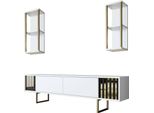 Dmora Mobile Porta Tv Artinay 30X180X48H Cm Bianco, Modulabile Apertura A Ribalta