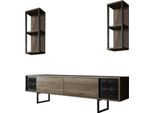 Dmora Mobile Porta Tv Axa 30X180X48H Cm Marrone Noce, Modulabile Apertura A Ribalta