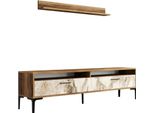 Dmora Parete Attrezzata Oho 35X180X47H Cm Marrone Noce, Modulabile 2 Ante