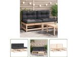 The Living Store Divani Da Giardino Senza Braccioli Con Cuscini 2 Pezzi. Legno Di Pino Massiccio