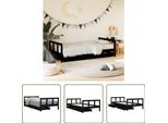 The Living Store Letto Per Bambini Con Cassetti Nero 90X190 Cm In Legno Di Pino Massiccio
