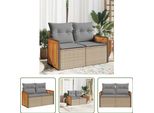 The Living Store Divano Da Giardino Con Cuscini A 2 Posti In Poly Rattan Beige