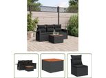 The Living Store Set Di Divani Da Giardino 4 Pezzi Con Cuscini In Poly Rattan Nero