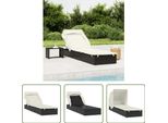 The Living Store Lettino Con Tetto Pieghevole Nero 213X63X97 Cm In Poly Rattan