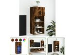 The Living Store Mobile Tv Con Luci Led Rovere Fumé 40,5X30X90 Cm