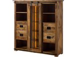 MASSIVMOEBEL24 | Credenza In Legno Di Mango / Legno Riciclato 142X45X147 Laccato Naturale Railway Lux #121
