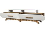 Dmora Mobile Porta Tv Massima 36.8X205X50H Cm Marrone Noce, Apertura A Ribalta 4 Vani