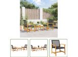 The Living Store Set Bistrot 3 Pezzi In Poly Rattan Nero E Legno D'acacia