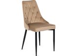 Sedia Da Pranzo Imbottita "York"", In Beige Con Gambe Nere, 49 X 56 X 91 Cm"