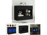 The Living Store Mobile Tv A Parete Con Luci Led Nero 78,5X30X60,5 Cm