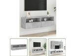 The Living Store Parete Tv Grigio Cemento 100X30X30 Cm Materiale A Base Di Legno