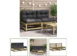 The Living Store Divani Da Giardino Senza Braccioli Con Cuscini 2 Pz. Legno Di Pino