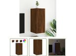 The Living Store Parete Tv Con Luci Led Look Rovere Marrone 30,5X35X70Cm