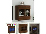The Living Store Parete Tv Con Luci Led Effetto Rovere Marrone