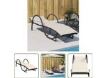 The Living Store Lettino Con Cuscino Nero 60X199X42 Cm Poly Rattan
