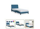 The Living Store Struttura Letto Con Luci Led Blu 80X200 Cm Velluto