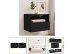 The Living Store Pareti Tv 2 Pezzi Nero 40X30X30 Cm Materiale Legno
