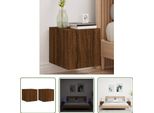 The Living Store Pensili Tv Con Luci Led 2 Pz. Aspetto Rovere Marrone