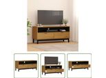 The Living Store Mobile Tv Flam 110X40X50 Cm In Legno Massiccio Di Pino