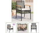 The Living Store Sedie Da Giardino Con Cuscini 4 Pezzi In Poly Rattan Nero Legno Acacia