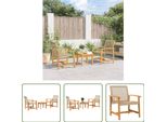 The Living Store Set Bistrot Da 3 Pezzi In Poly Rattan Beige E Legno D'acacia