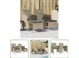 The Living Store Divano Da Giardino A 2 Posti Con Tavolo E Sgabelli Poli Rattan Grigio Chiaro
