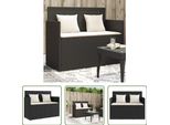 The Living Store Panca Da Giardino Con Cuscini In Poly Rattan Nero