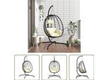 The Living Store Sedia Sospesa Uovo Con Cuscino Crema Bianco Poli Rattan E Acciaio