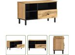 The Living Store Mobile Tv 80X33X46 Cm In Legno Massiccio Mango