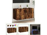 The Living Store Parete Tv Con Luci Led Rovere Fumé 80X35X41 Cm