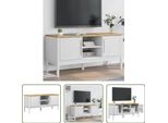 The Living Store Mobile Tv Floro Bianco 114X43X55 Cm In Legno Di Pino Massiccio