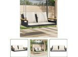 The Living Store Panca Sospesa Con Cuscini Nero 109X62X40 Cm Poly Rattan
