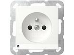 Gira 448927 Presa Di Corrente Con Spina Di Messa A Terra 16 A 250 V~, Luce Di Orientamento A Led E Otturatore System 55, Bianco Puro Seta Opaco