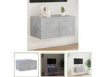 The Living Store Parete Tv Con Luci Led Grigio Cemento 60X35X31 Cm