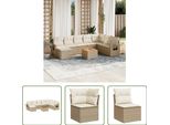 The Living Store Set Di Divani Da Giardino 9 Pezzi Con Cuscini Beige In Poly Rattan