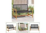The Living Store Panchina Da Giardino Nera 112 Cm In Poly Rattan E Legno D'acacia