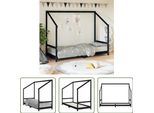 The Living Store Letto Per Bambini Nero 80X200 Cm In Legno Di Pino Massiccio