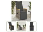 The Living Store Poltrona Da Giardino Regolabile Con Cuscino Grigio Poly Rattan